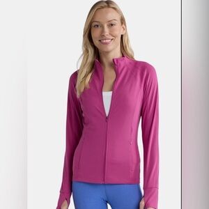Avia SoftSculpt Vibrant Pink Zip-Up Active Lightweight Exercise Jacket Sz Large